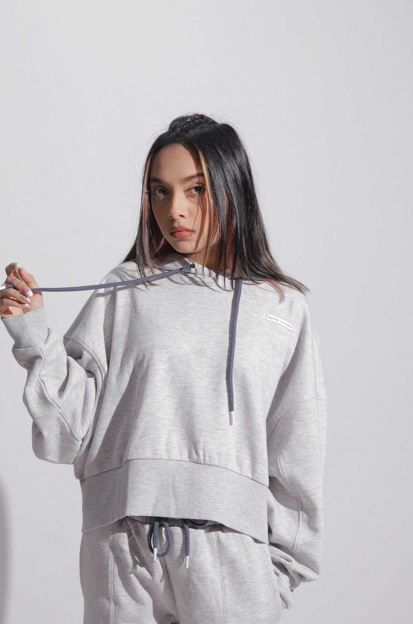 Maple Cropped Hoodie for Women- Grey Mel