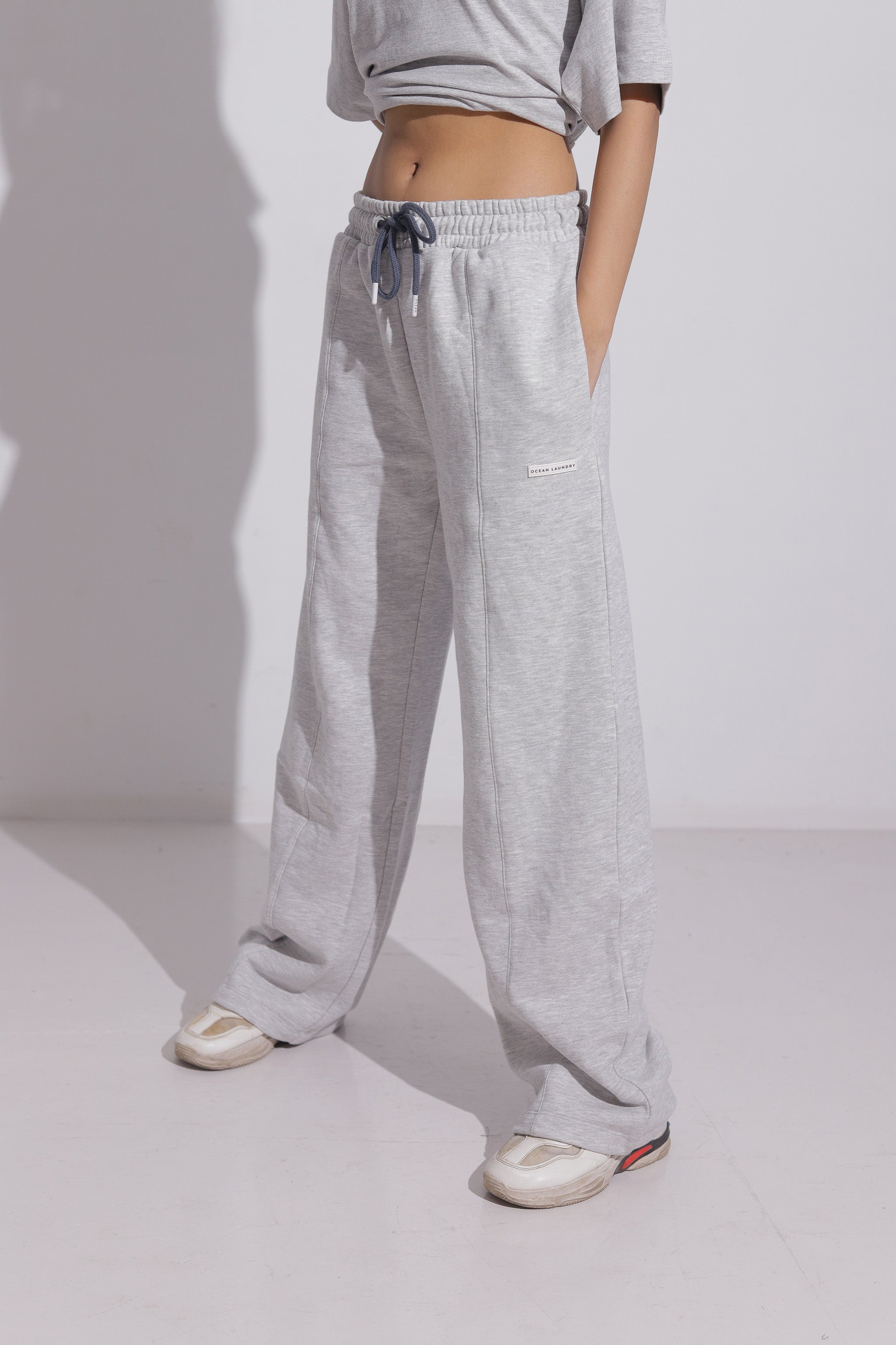 Banana Women's Wide Leg Joggers- Grey Mel