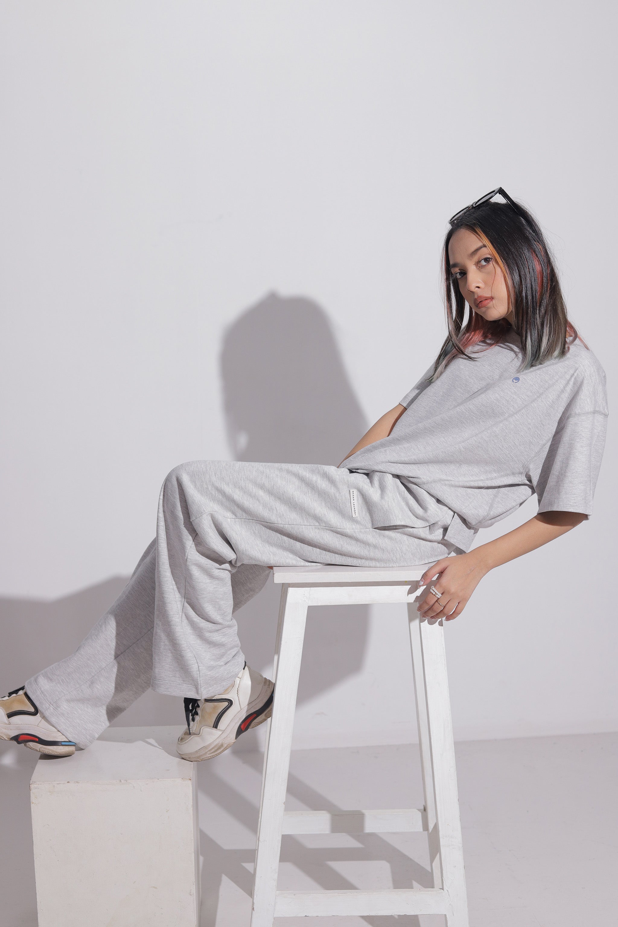 Banana Women's Wide Leg Joggers- Grey Mel