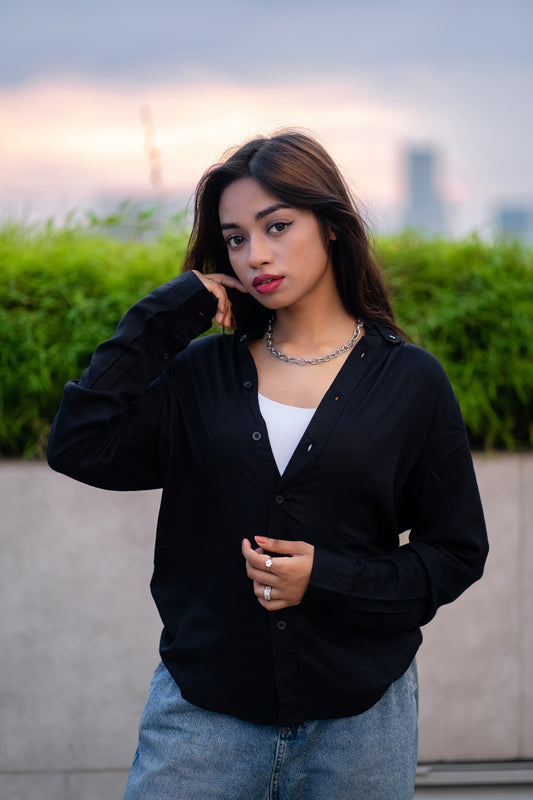 Midnight Black - Casual Shirt For Women