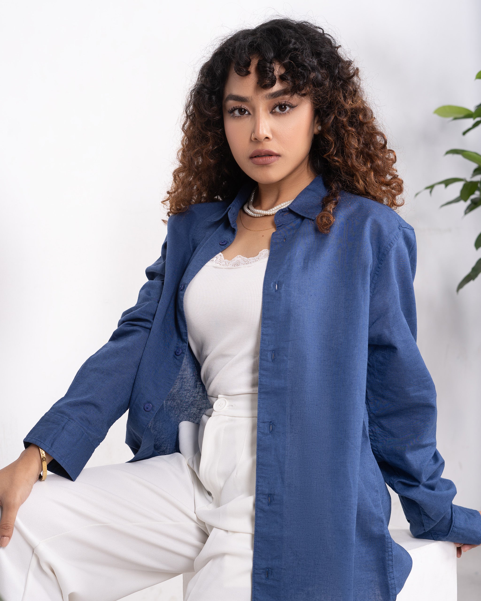 Linen Shirt - Unisex - Midnight Blue