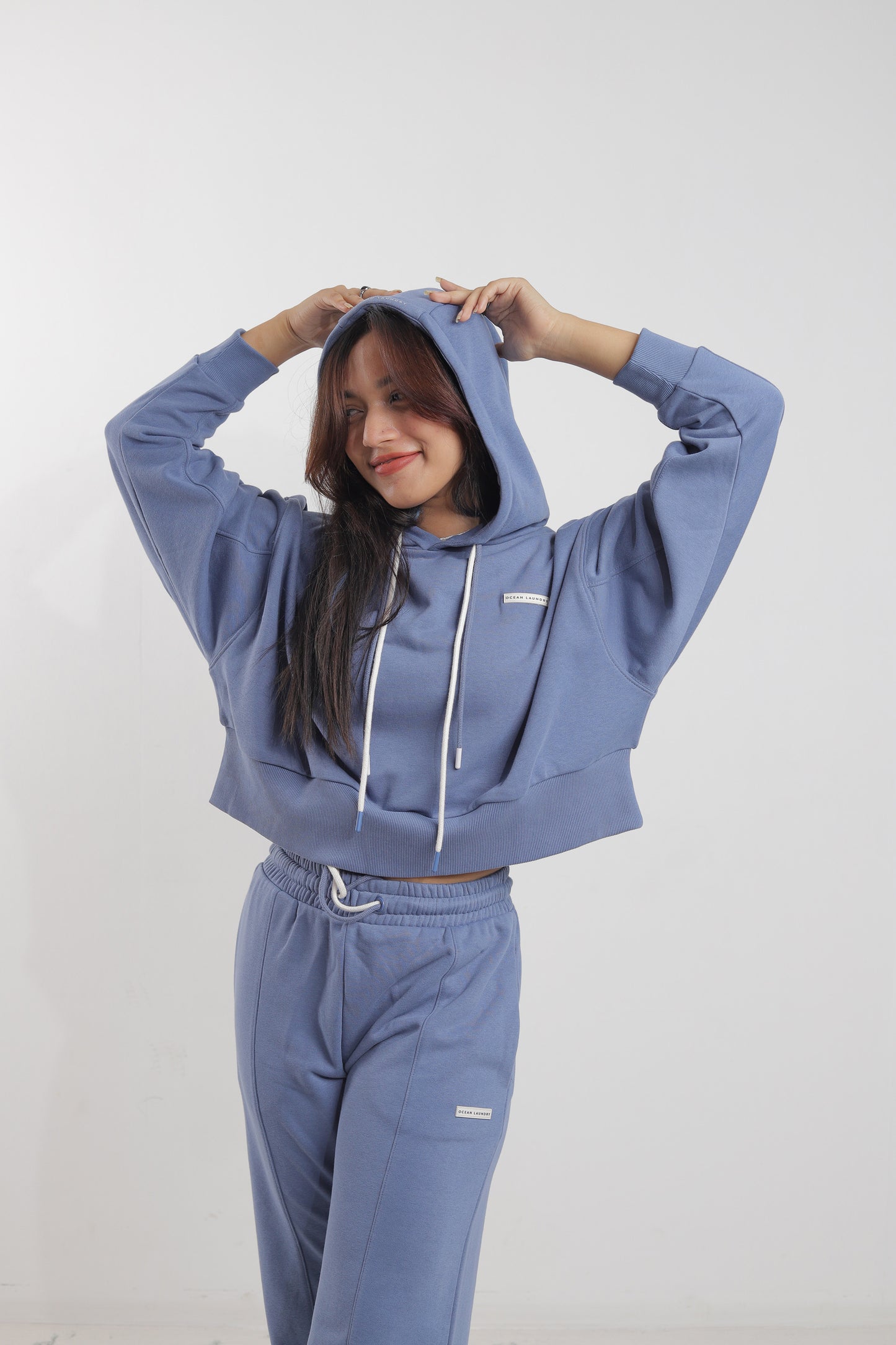 Maple Cropped Hoodie for Women- Moonlight Blue