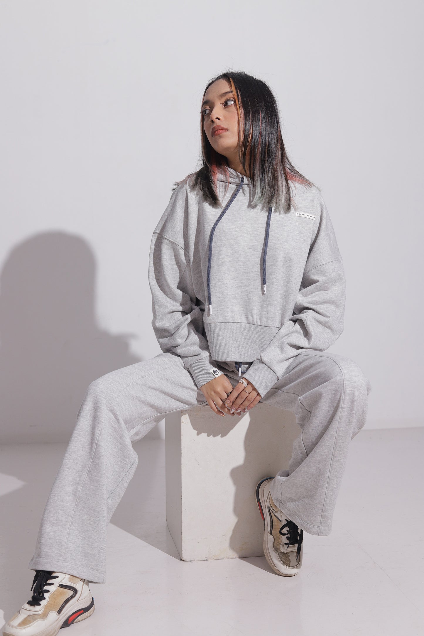 Maple Cropped Hoodie for Women- Grey Mel