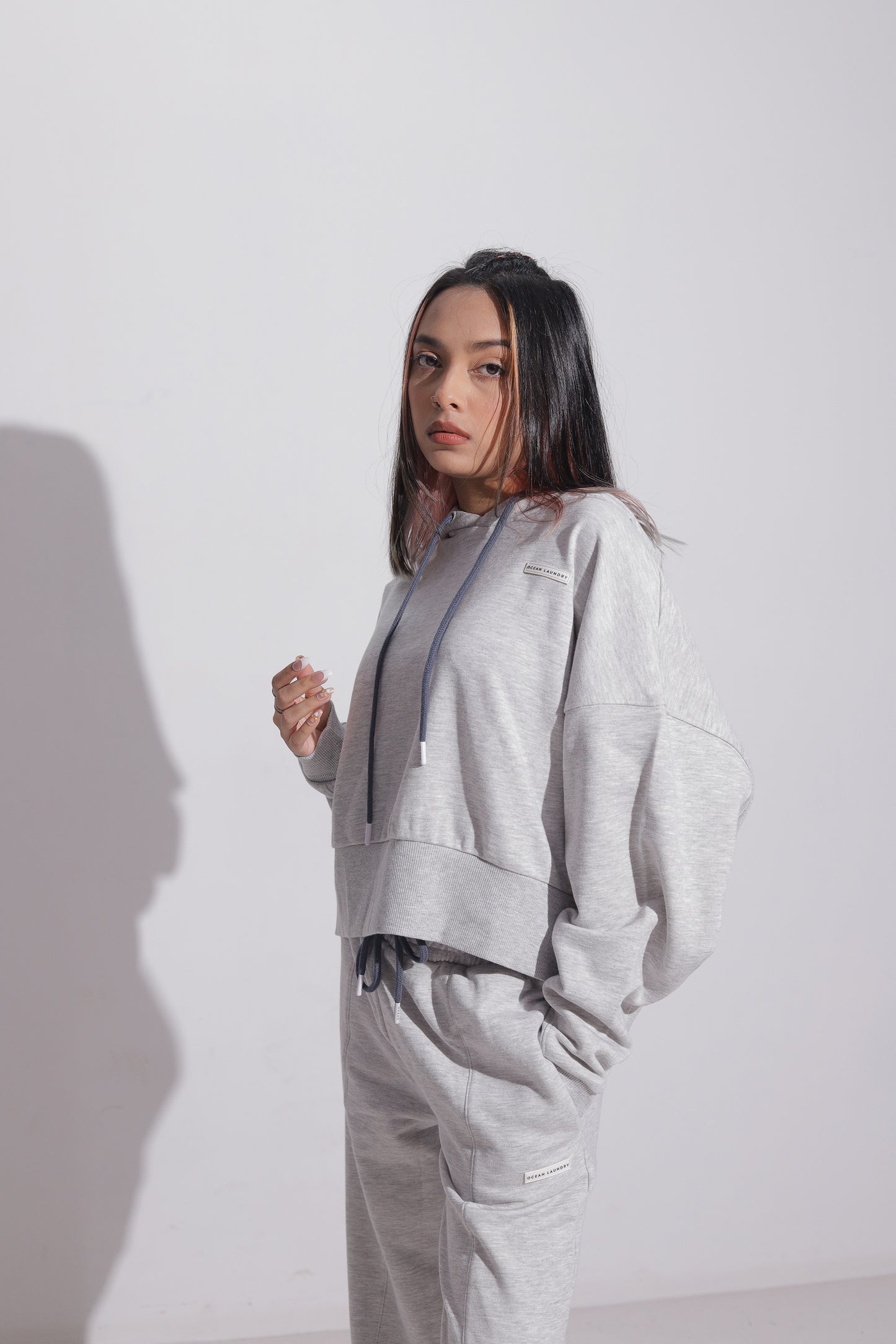 Maple Cropped Hoodie for Women- Grey Mel