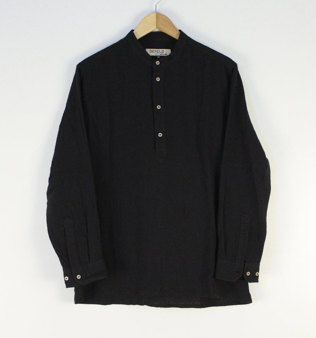 Waffle Henley for Men - Black