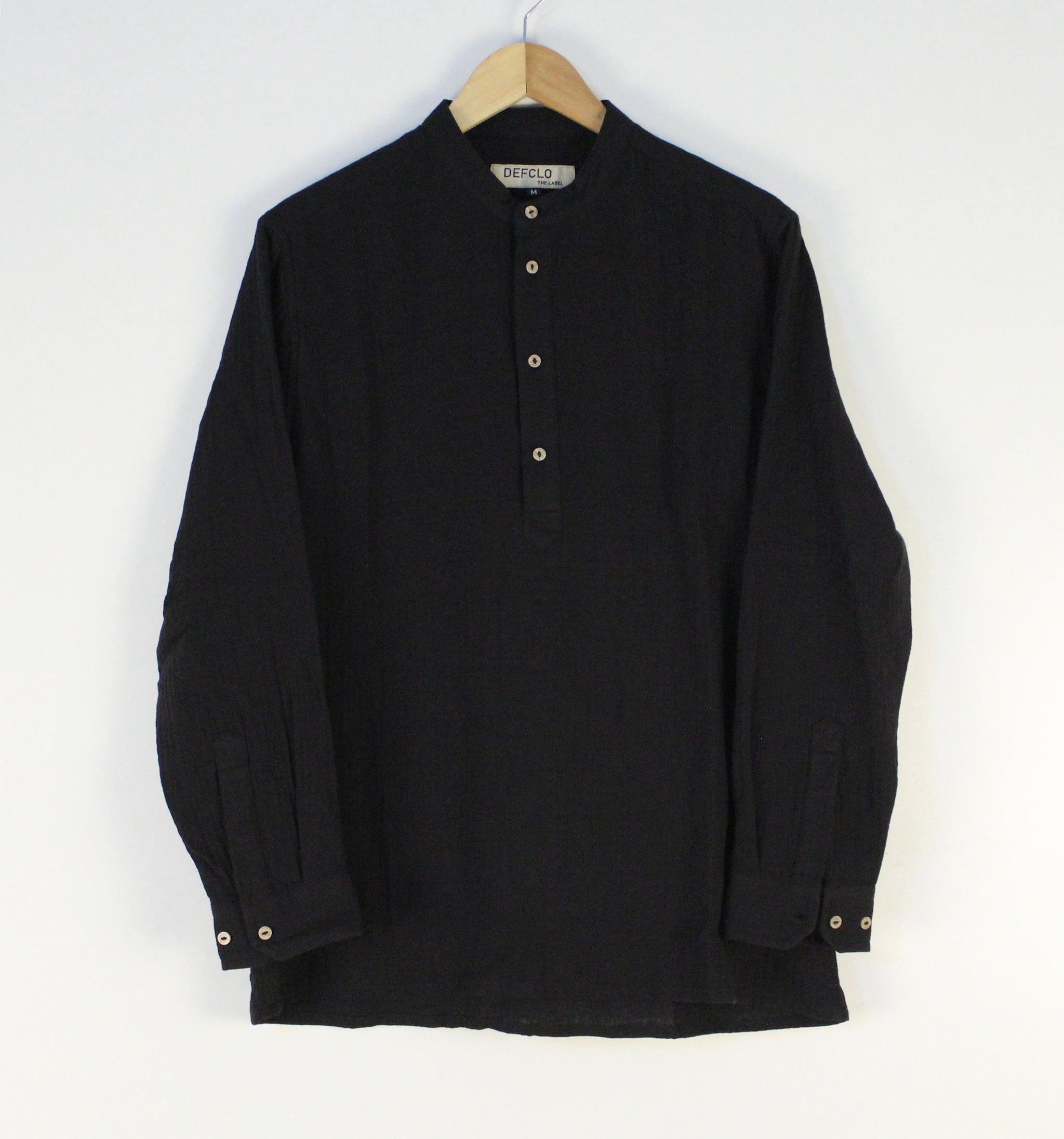 Waffle Henley for Men - Black