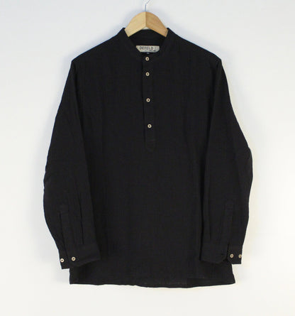 Waffle Henley - Unisex - Black