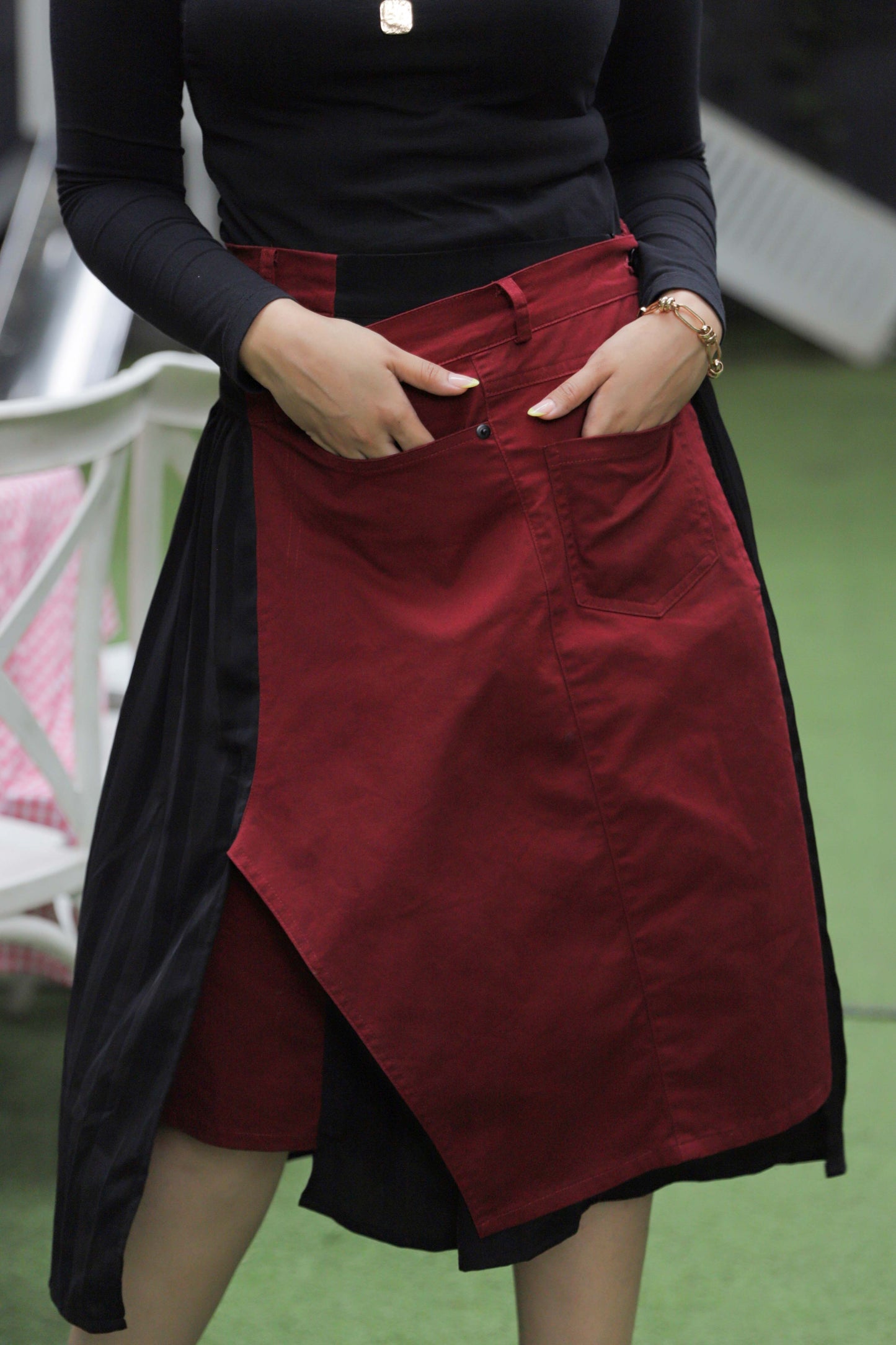 Gemini Partly pleated black Georgette skirt 9