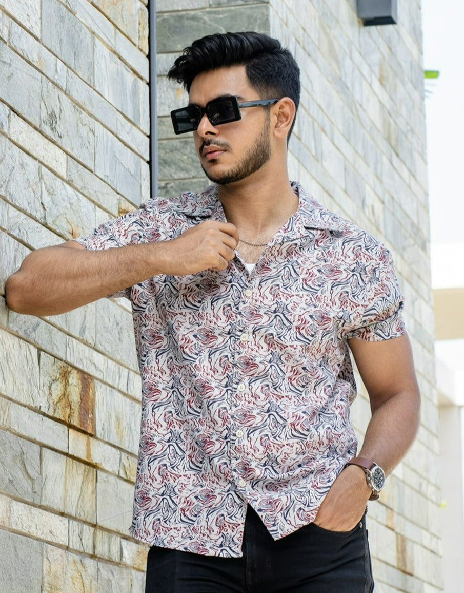 Cubana - Spiral Print - Cuban Shirt For Men