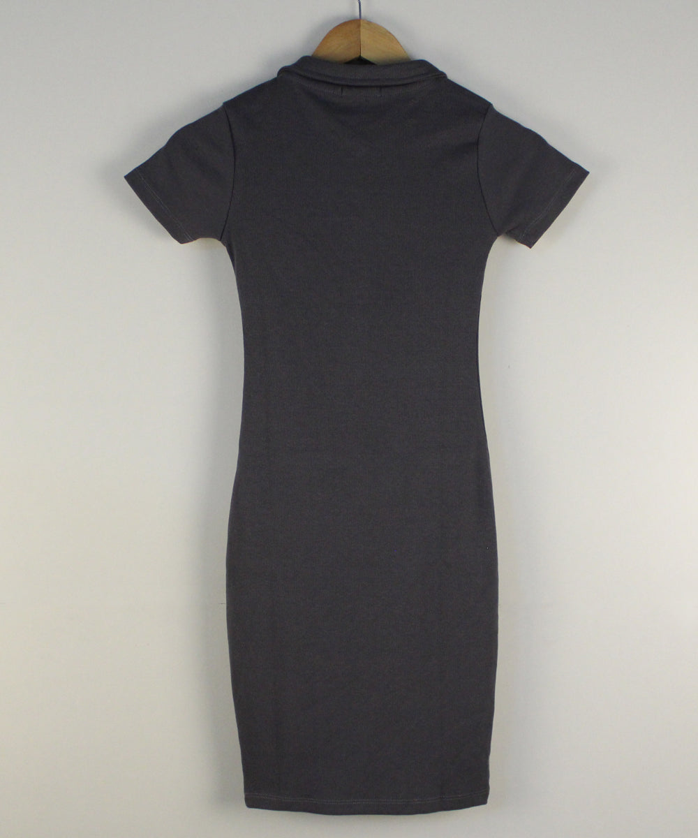 Enigma - Charcoal - Collared Mini Bodycon